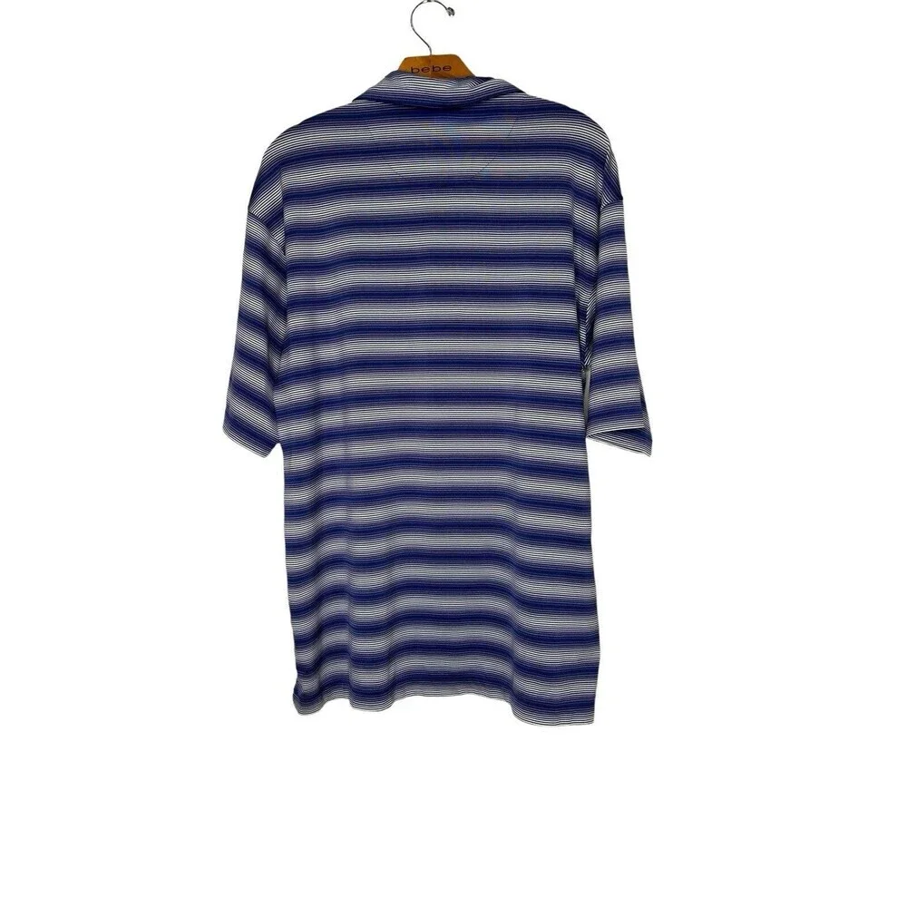 Nike Polo Shirt Mens Sz Large Multicolor Striped Dri Fit Golf Collared Pullover